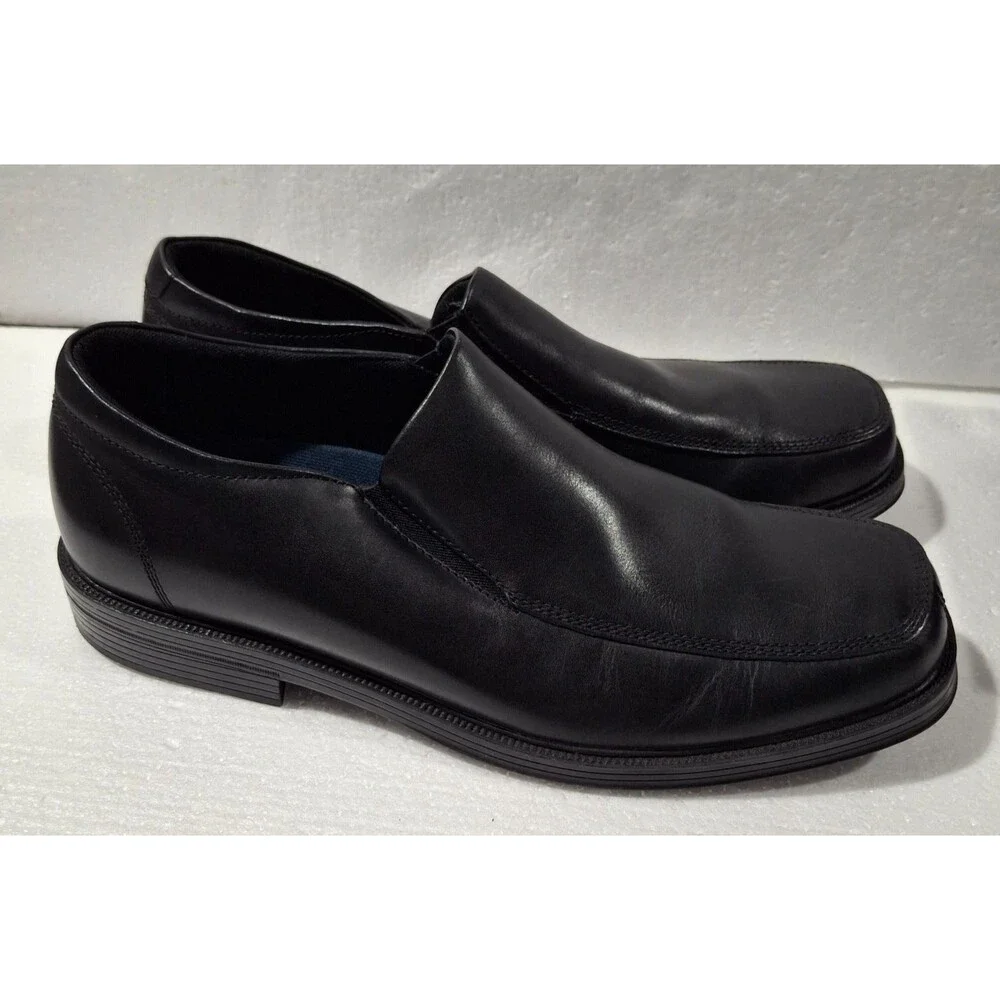 Capital by Rockport Black Leather Slip On Loafers Dress Shoes APM77211 Mens 14 M